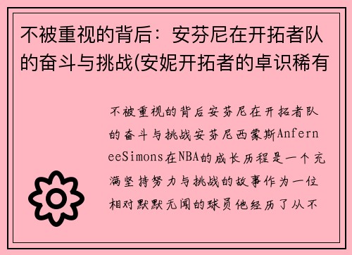 不被重视的背后：安芬尼在开拓者队的奋斗与挑战(安妮开拓者的卓识稀有程度)