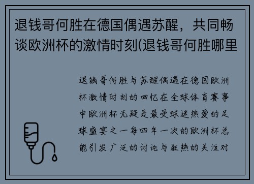 退钱哥何胜在德国偶遇苏醒，共同畅谈欧洲杯的激情时刻(退钱哥何胜哪里人)